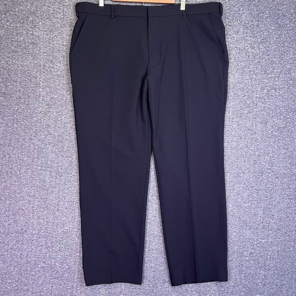 George Pants Mens 40x30‎ Black Flat Front Formal Uniform Work Fast Food Stretch